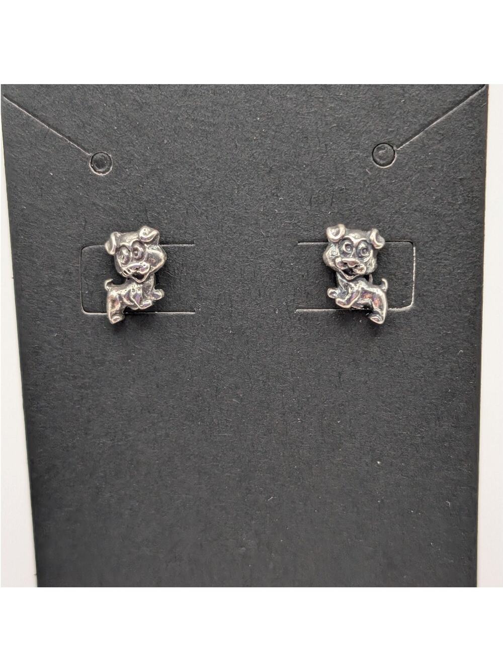 STERLING Silver Puppy Dog Stud Earrings Cute Animal Jewelry 1.07g